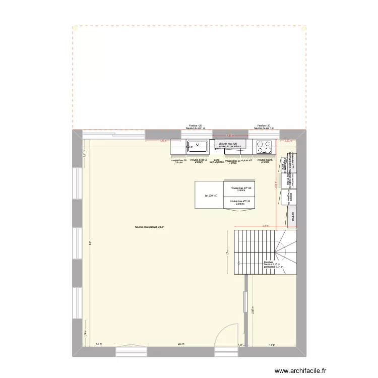 Erasme_v4_cuisine. Plan de 8  et 129 m²