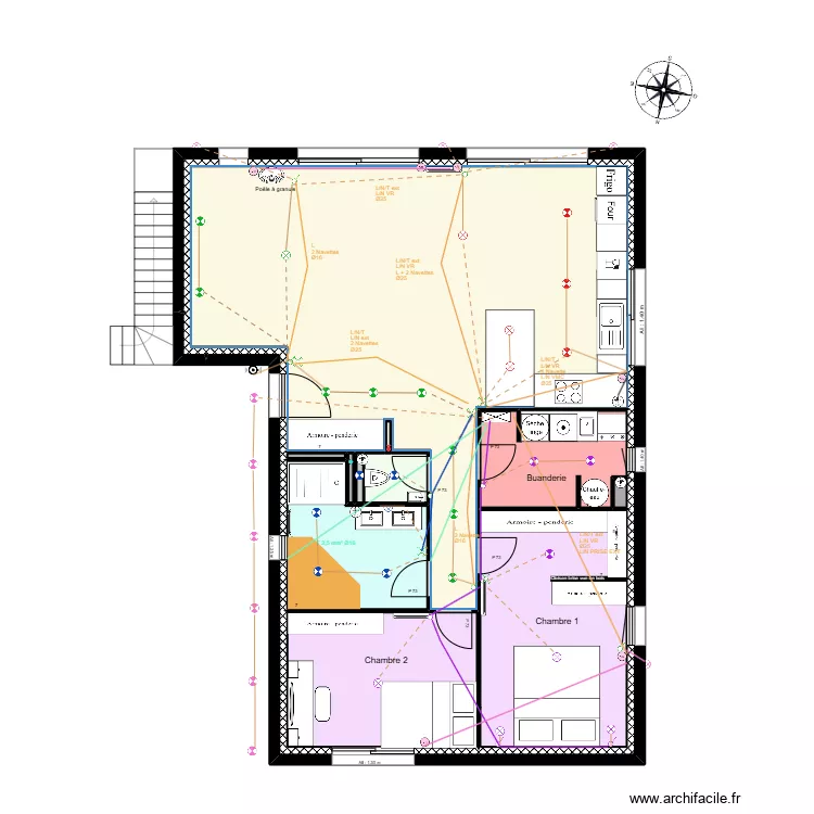 MAISON ELEC RDC CIRCUIT LUMIERE. Plan de MAISON ELEC RDC CIRCUIT LUMIERE. Plan de