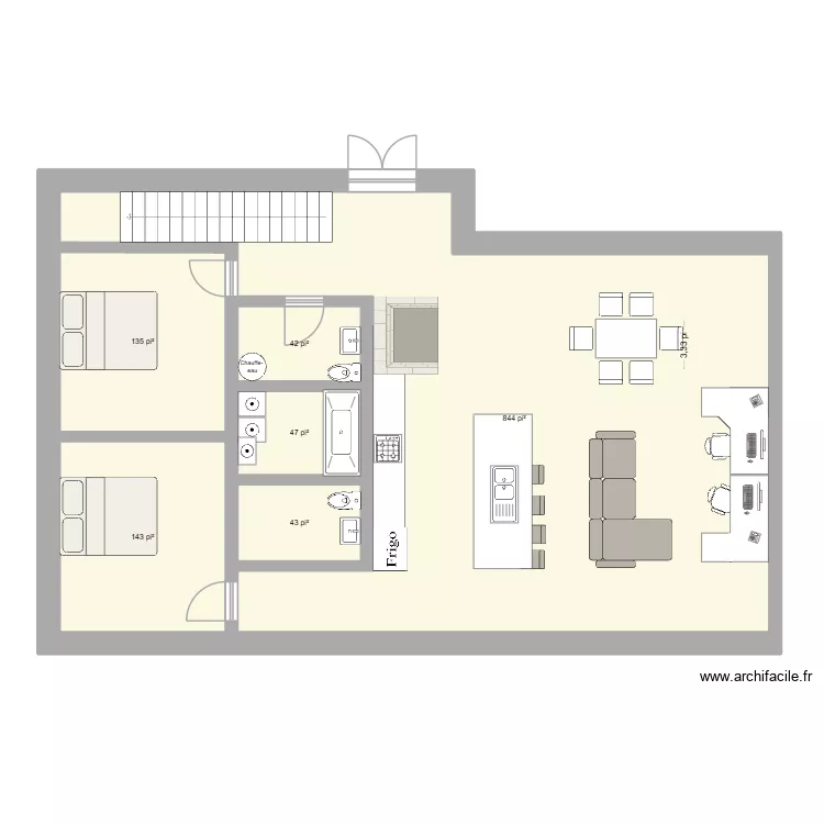 Maison 2. Plan de 6 Pièces et 116 m²