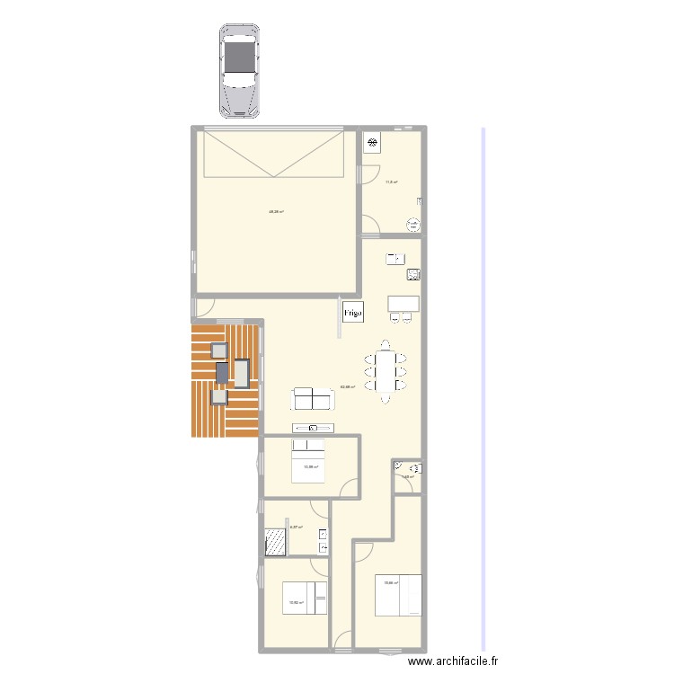 Maison 2. Plan de 8 pièces et 168 m2
