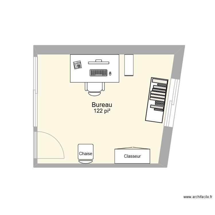 Bureau. Plan de 1 pièce et 11 m2