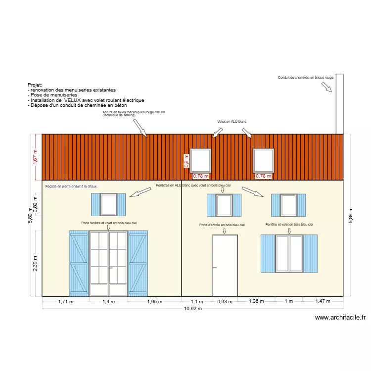 Fa&ccedil;ade Nord projet. Plan de 