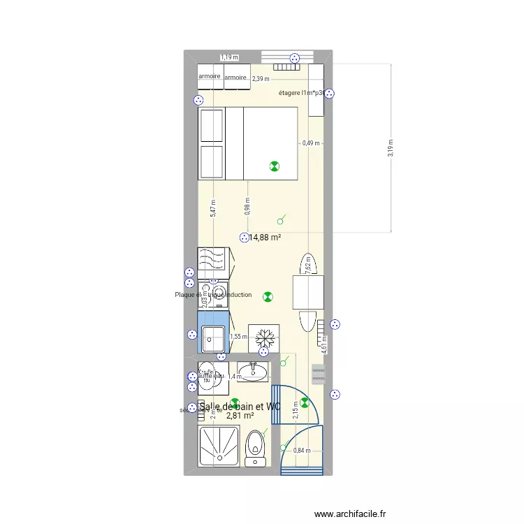 box_studio5ter. Plan de 2  et 18 m²