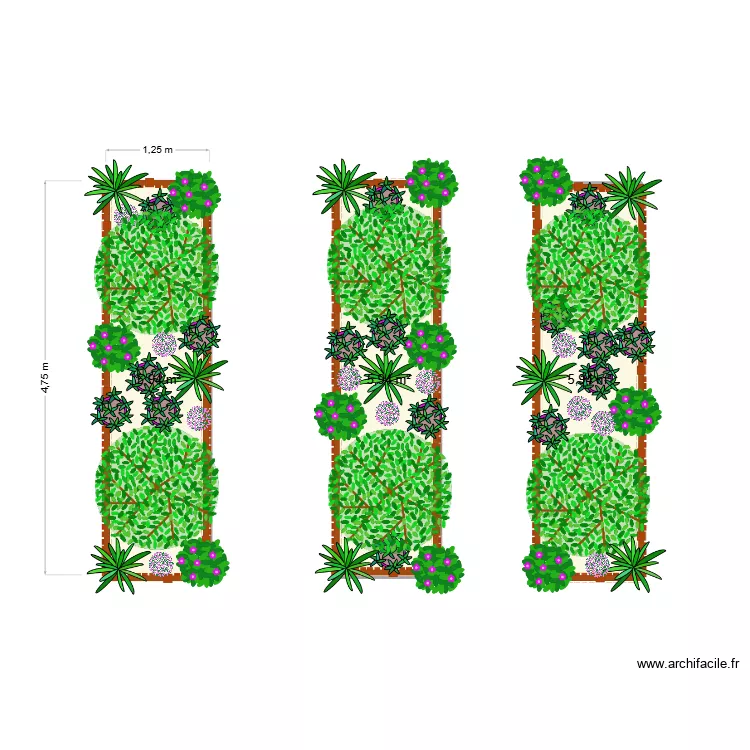 Plantation pieds d\'arbres. Plan de 3 pièces et 18 m²