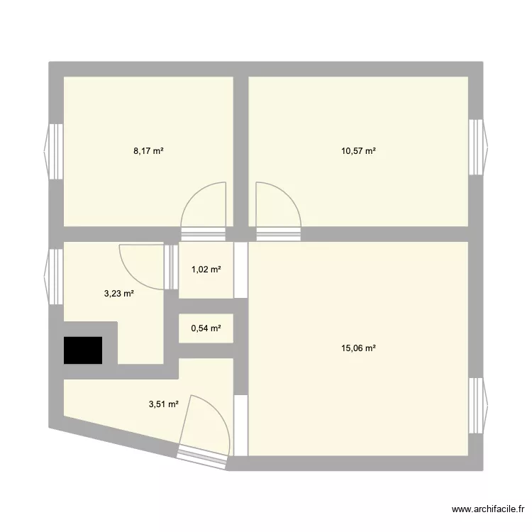Appart modifi&eacute;. Plan de 8  et 42 m²