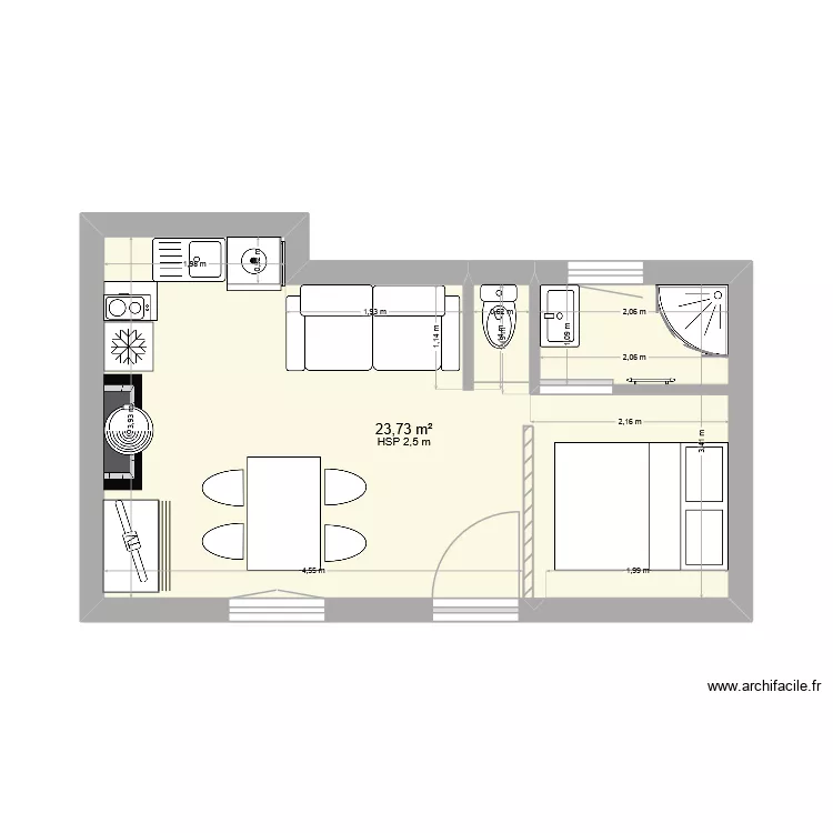 fournil3. Plan de 1  et 24 m²