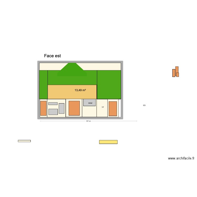 cuisine 25-03 B. Plan de 1 pièce et 13 m2