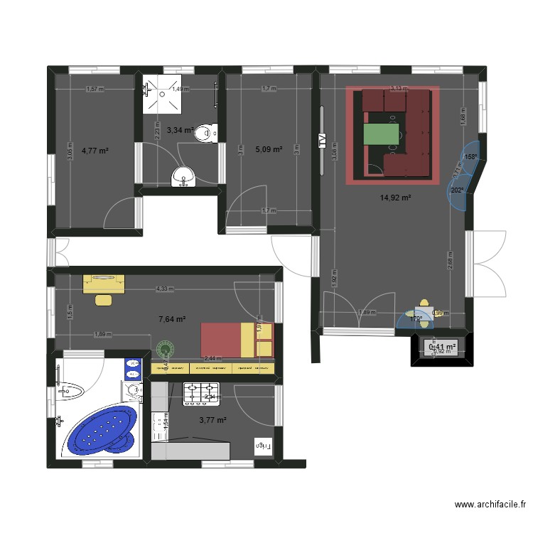 Maison Dah Claire. Plan de 7 pièces et 40 m2