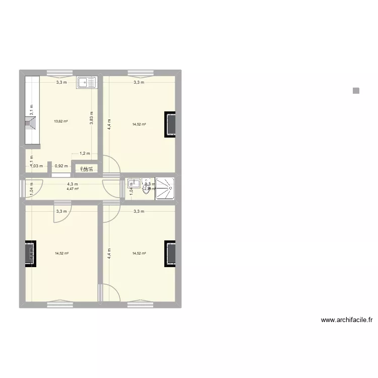 Carca-1er-droit. Plan de 7 Pièces et 64 m² Carca-1er-droit. Plan de 7 Pièces et 64 m²