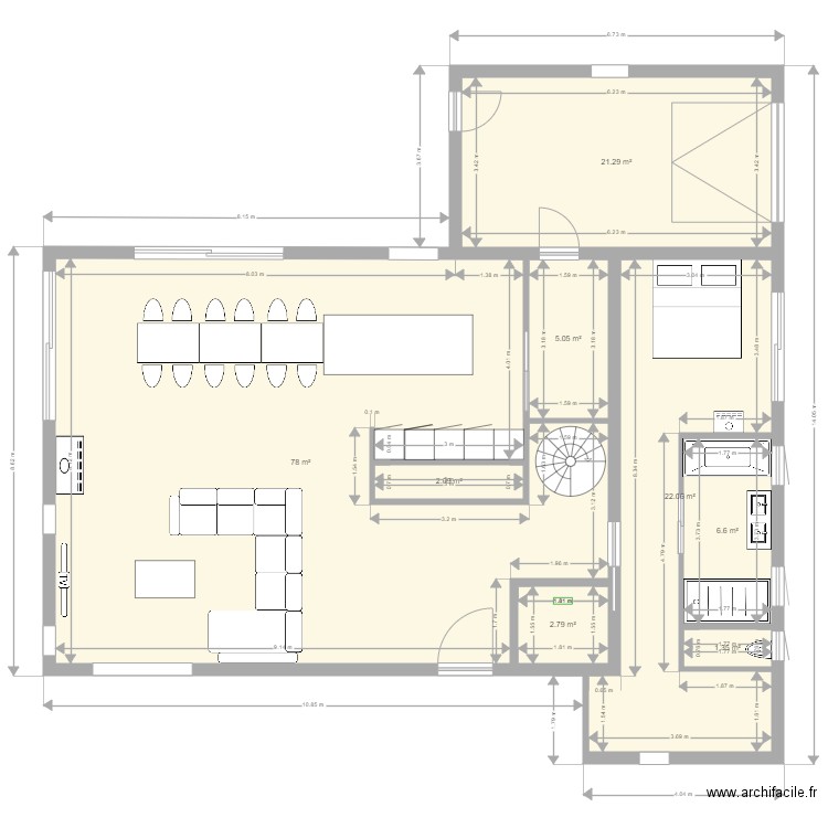 Plan Bas Lechemolle. Plan de 8 pièces et 139 m2