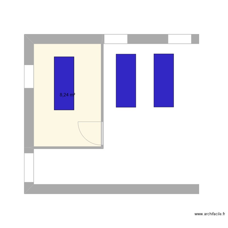 1 cabines. Plan de 1 pièce et 8 m2