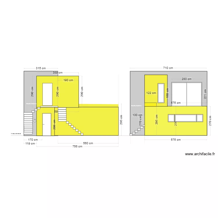 Projet 3  vue cote & facade arri&egrave;re 130cm  26.11 v3.4. Plan de 