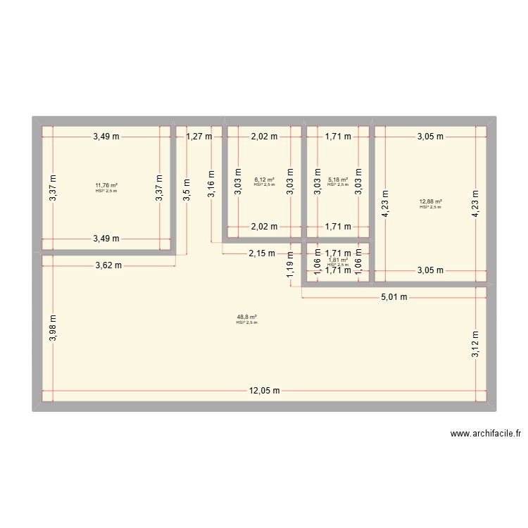 rec. Plan de 6 pièces et 87 m2