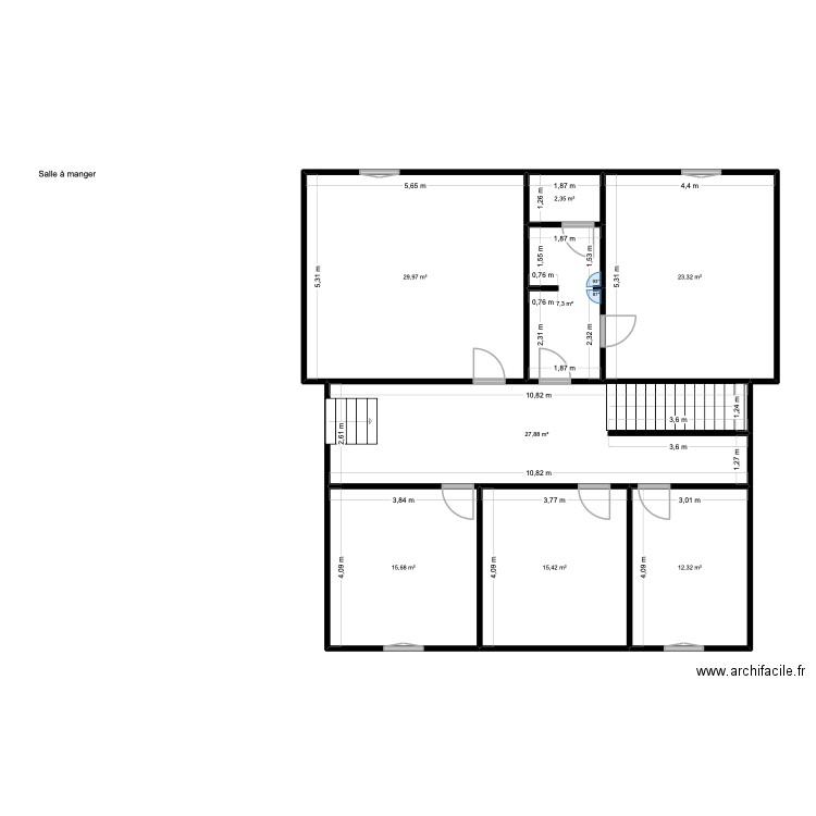 maison principale sous sol. Plan de 8 pièces et 134 m2