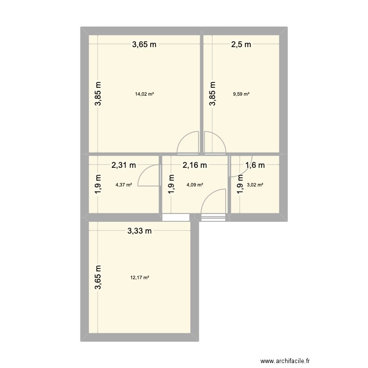 11 BRU.... Plan de 6 pièces et 47 m2