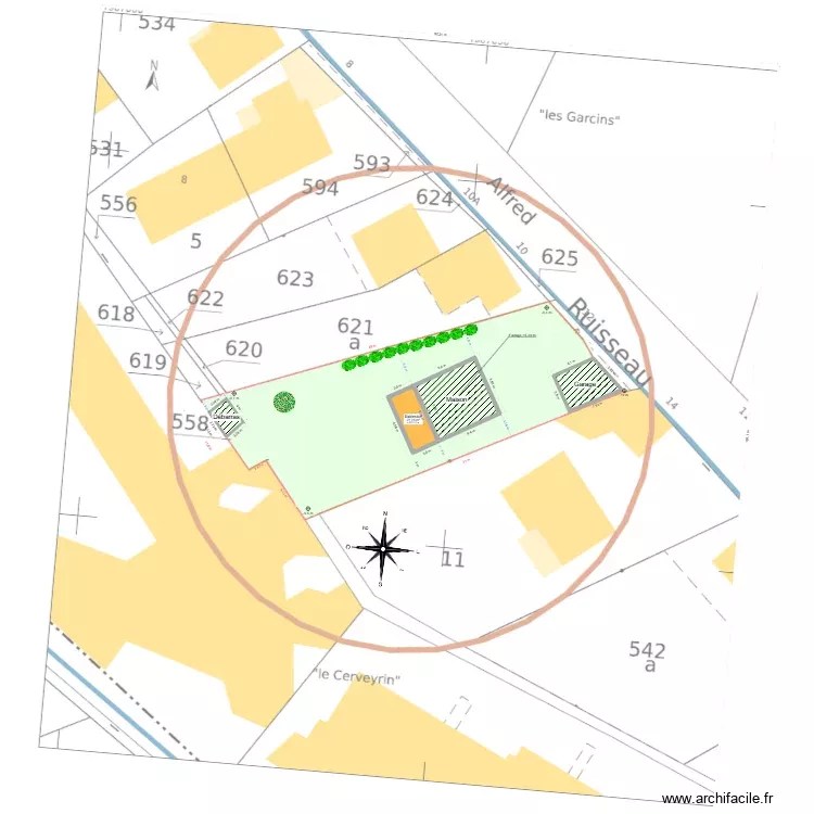 Plan de Masse extension v01. Plan de 6 Pièces et 281 m²