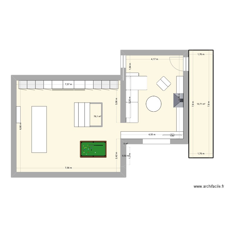 Manigod -ter. Plan de 4 pièces et 90 m2