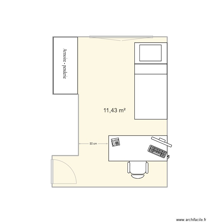 desnouettes bureau. Plan de 1 pièce et 11 m2