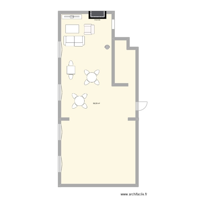 Salle à manger. Plan de 1 pièce et 97 m2