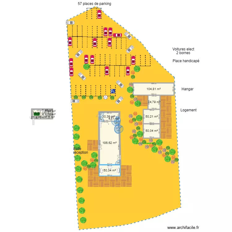 Cadastre St Eloy - Salle r&eacute;ception 4 avec extension 2 50 m2 et etage. Plan de 