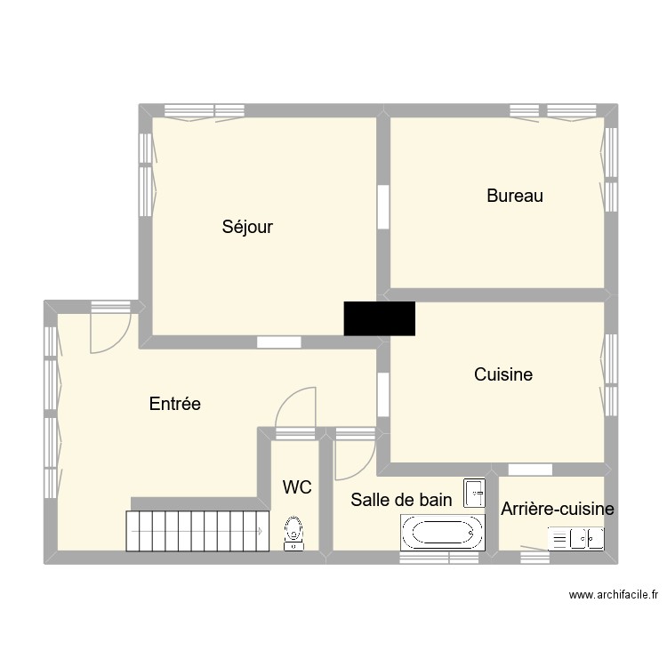 agouraut rdc. Plan de 6 pièces et 80 m2
