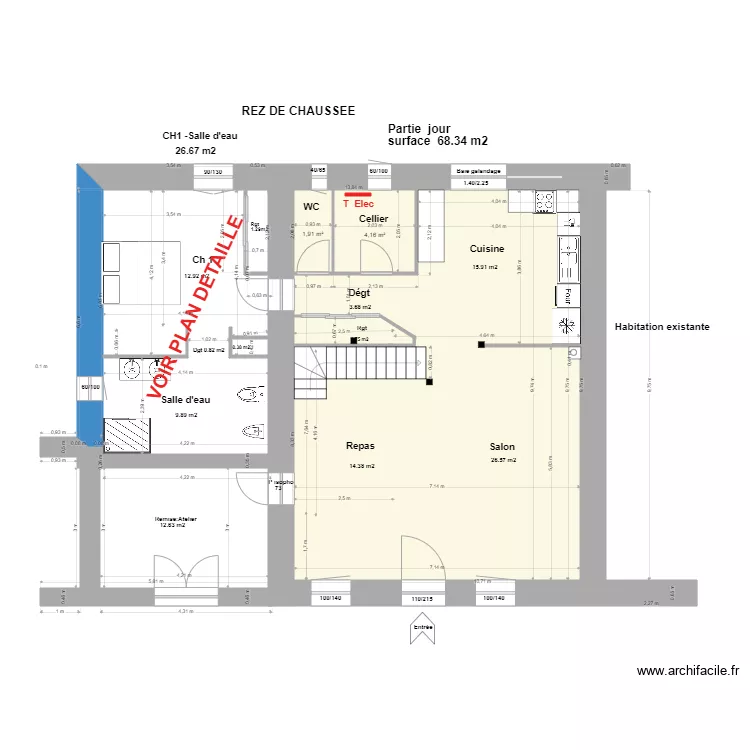 Rez de chauss&eacute;e. Plan de 