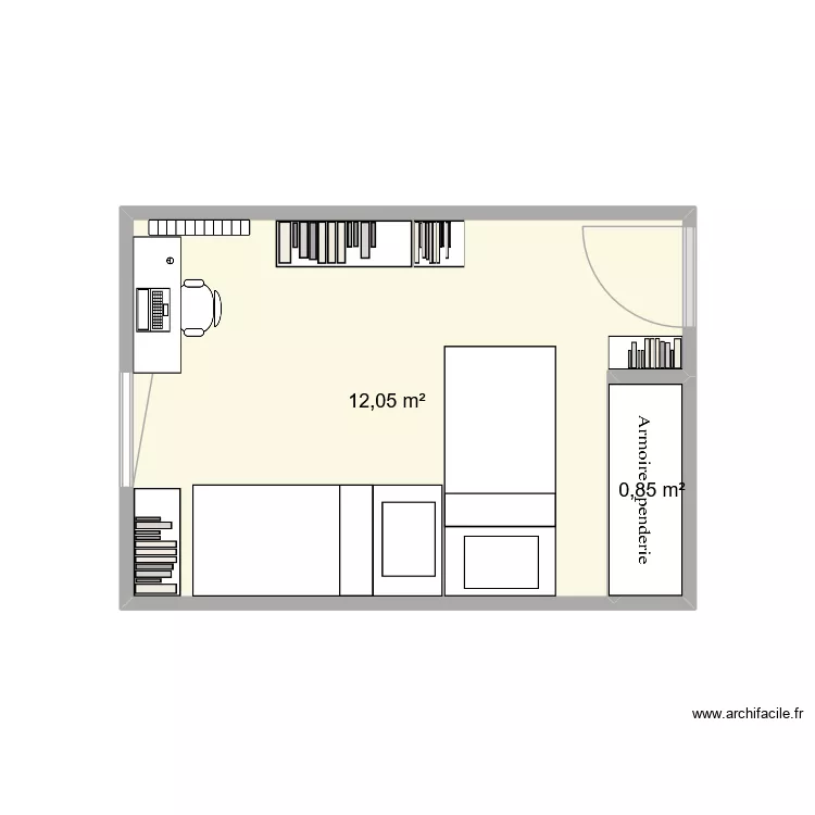 Chambre enfants 1. Plan de 2  et 13 m²
