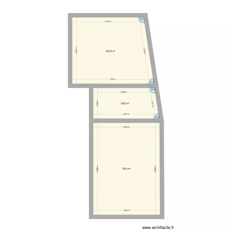 rdc. Plan de 3 Pièces et 58 m² rdc. Plan de 3 Pièces et 58 m²