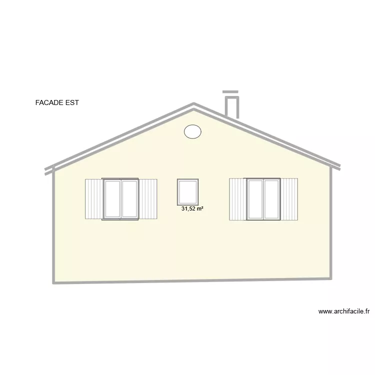 FACADE SUD 2. Plan de 1  et 32 m²
