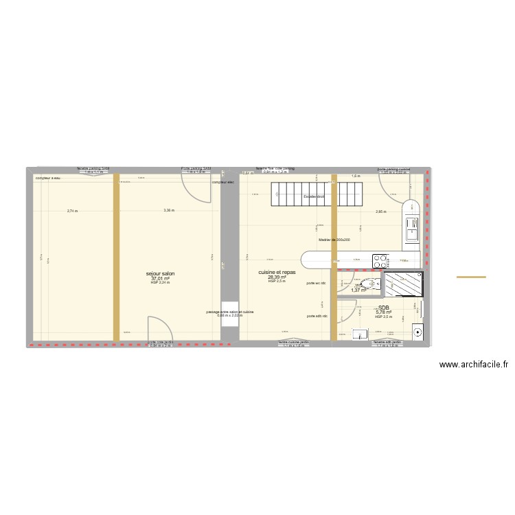 maison gaby rdc cote cuisine 3. Plan de 10 pièces et 141 m2