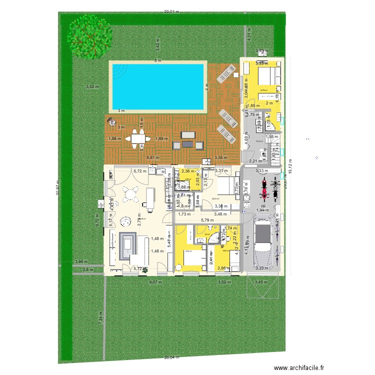 VSM RENO G avec garage, extension et sous sol. Plan de 9 pièces et 162 m2