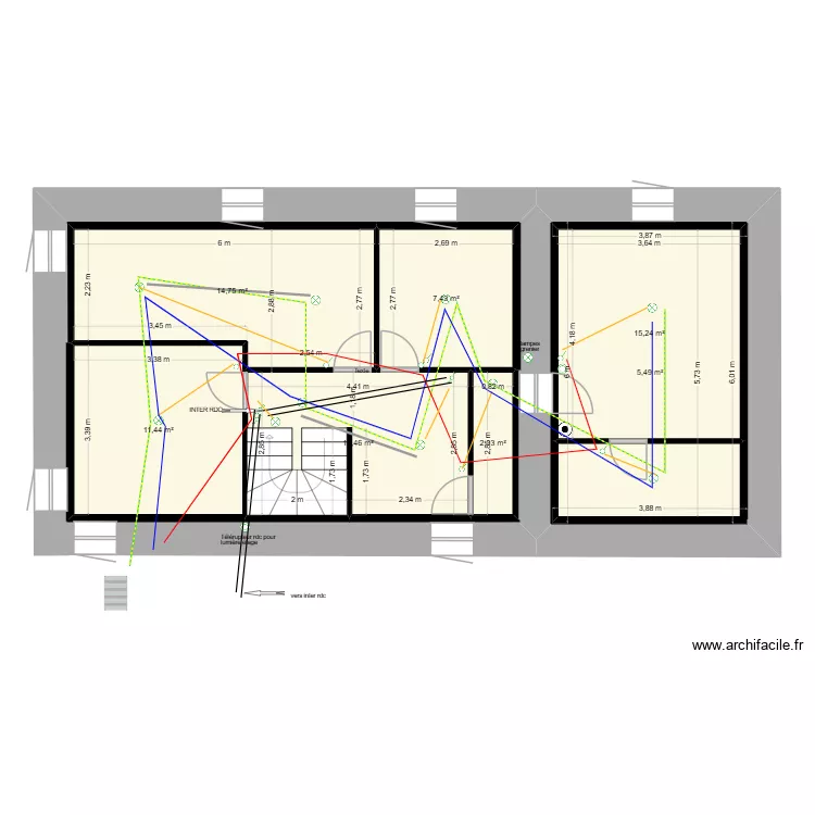 &eacute;tage &eacute;clairage. Plan de 7  et 87 m²