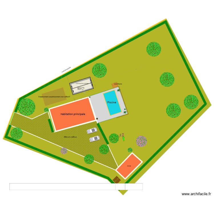 Plan Studi Lubbon masse. Plan de 5 pièces et 786 m2