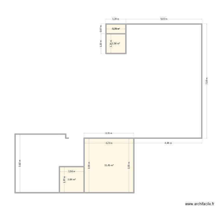 Voiron-D401. Plan de 4 pièces et 16 m2