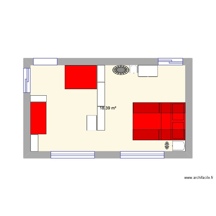MaChambre. Plan de 1 pièce et 18 m2