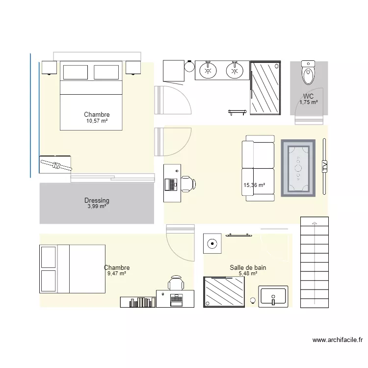 Maison 1&deg; &eacute;tage. Plan de 