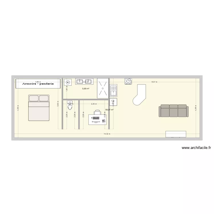 3ème version Home Boat. Plan de 2 et 65 m² 3ème version Home Boat. Plan de 2 et 65 m²
