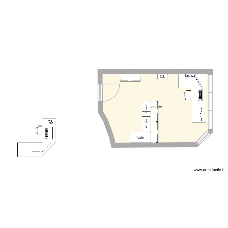 Bureau id&eacute;e1. Plan de 0 pièce et 0 m2