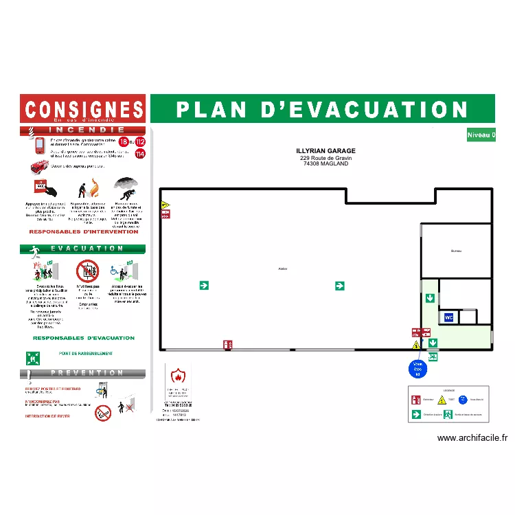 Plan d'évacuation GARAGE ILLYRIAN. Plan de 6 et 306 m² Plan d'évacuation GARAGE ILLYRIAN. Plan de 6 et 306 m²