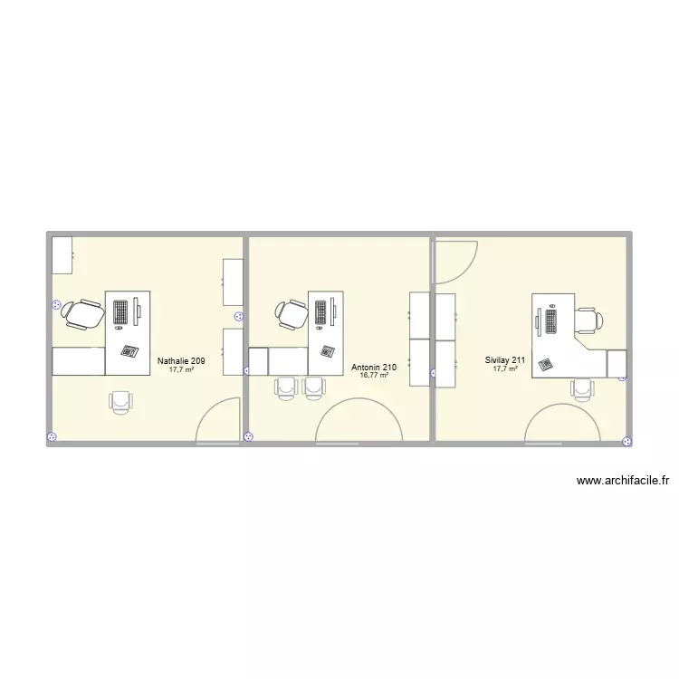 Bur. Plan de 3 Pièces et 52 m² Bur. Plan de 3 Pièces et 52 m²