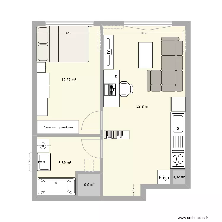 Maison CLichy backup. Plan de 5 Pièces et 43 m²
