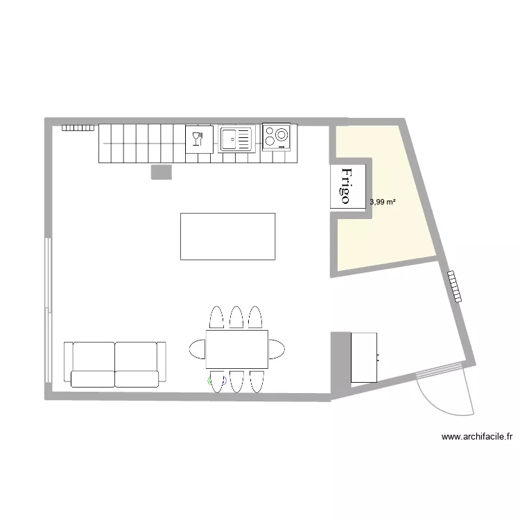 extension. Plan de 1  et 4 m²