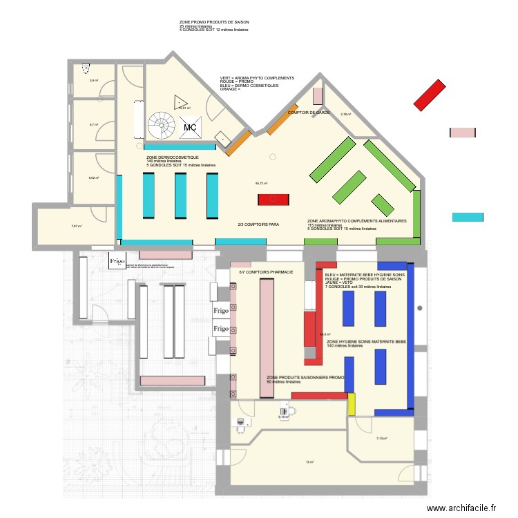 Plan pharmacie Entière 2. Plan de 7 pièces et 138 m2