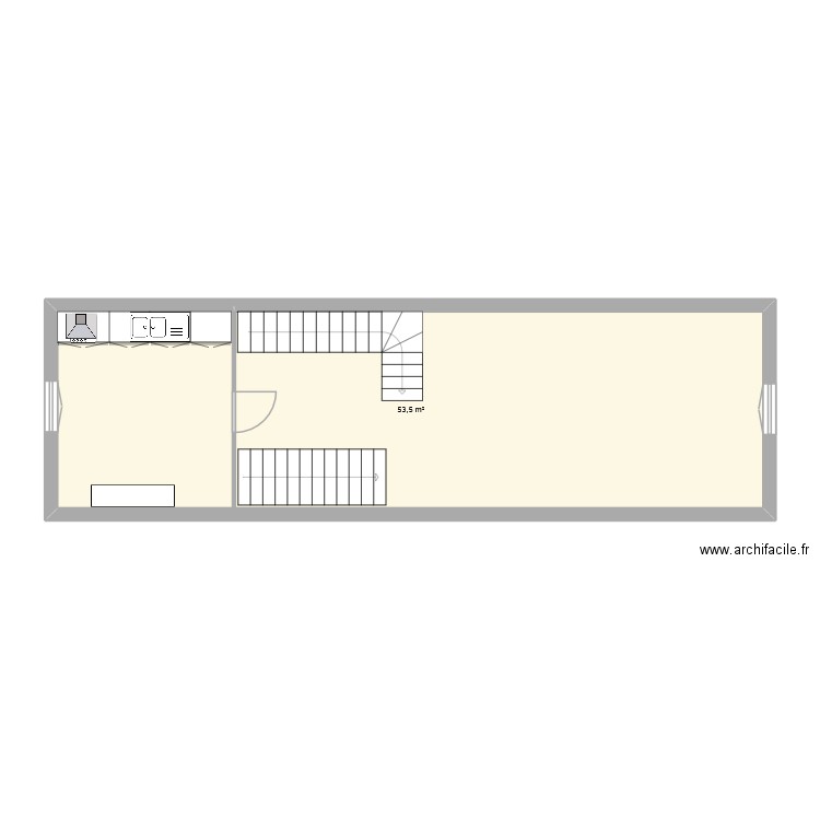 rolin_niveau_1. Plan de 1 pièce et 54 m2