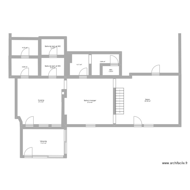 ferme. Plan de 11 pièces et 110 m2