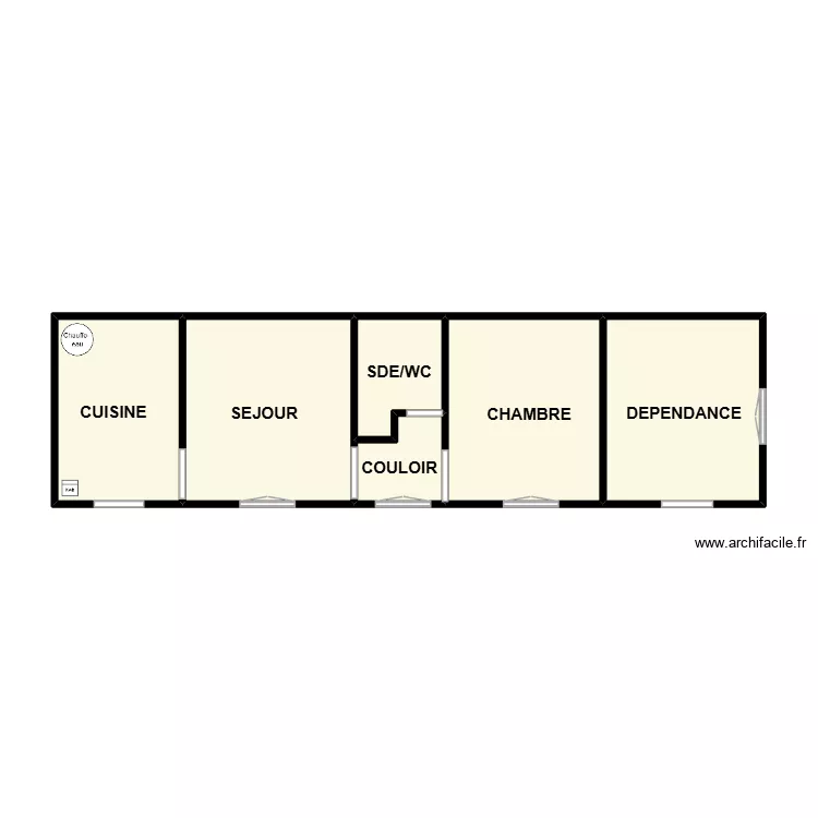 VOLEAU T2. Plan de 6  et 41 m²