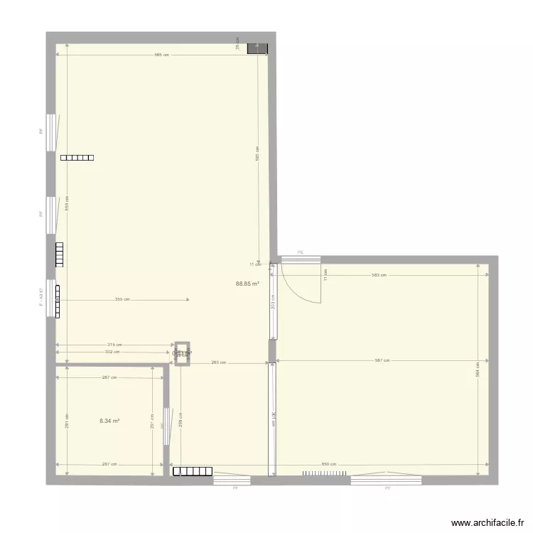 AL E7 EXISTANT vide VF. Plan de 3 Pièces et 98 m²