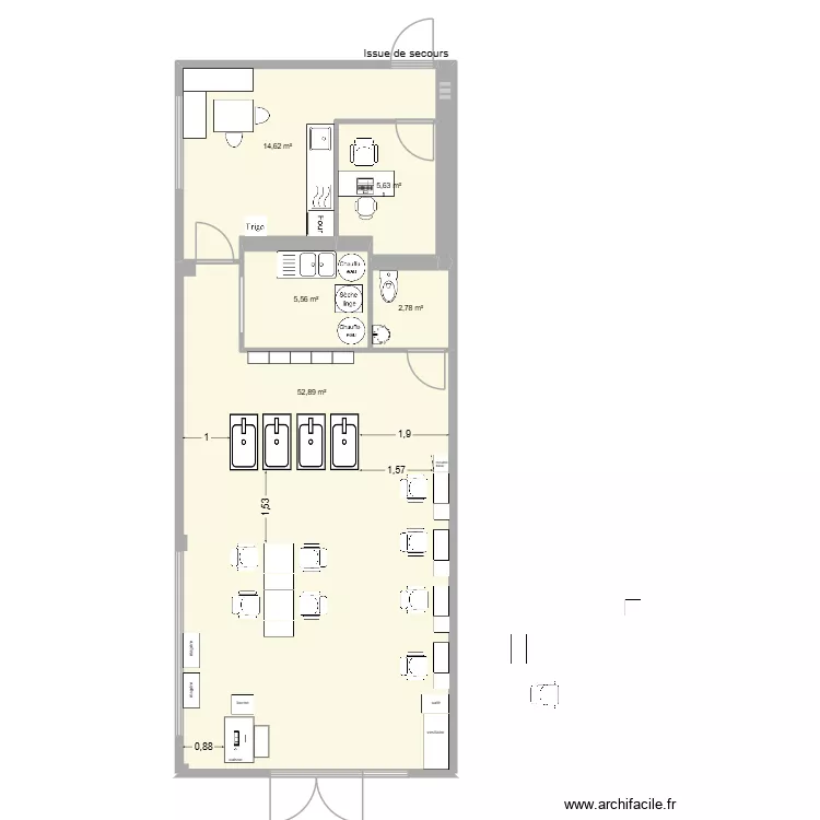 Fronton 5. Plan de 6  et 82 m²