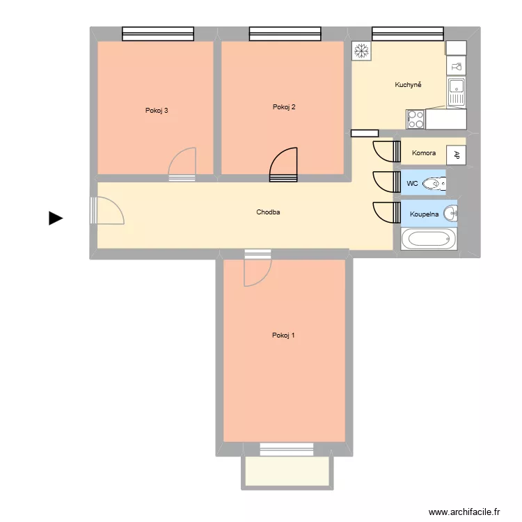 Bohuslava Martinů 718, byt 4. Plan de 14 Pièces et 205 m²