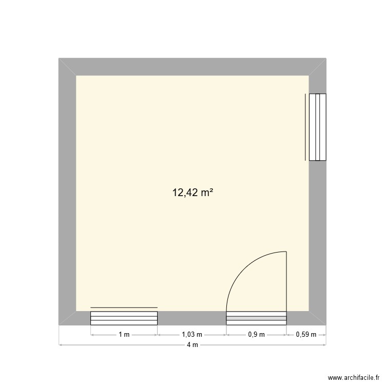atelier abri domi. Plan de 1 pièce et 12 m2